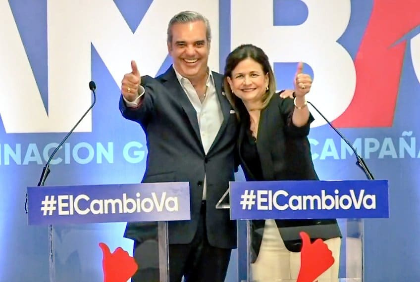 Luis Abinader y Raquel Peña.