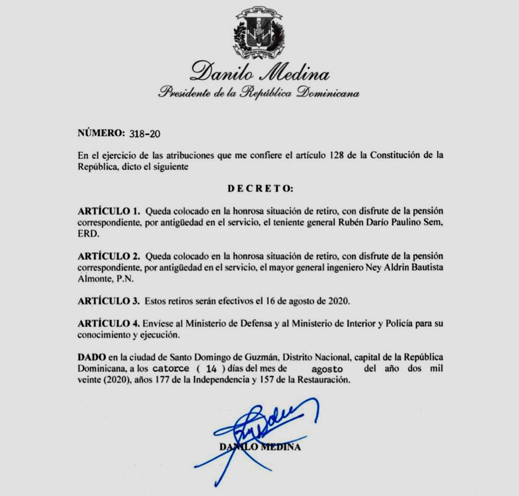  Decreto de Danilo Medina 318-20