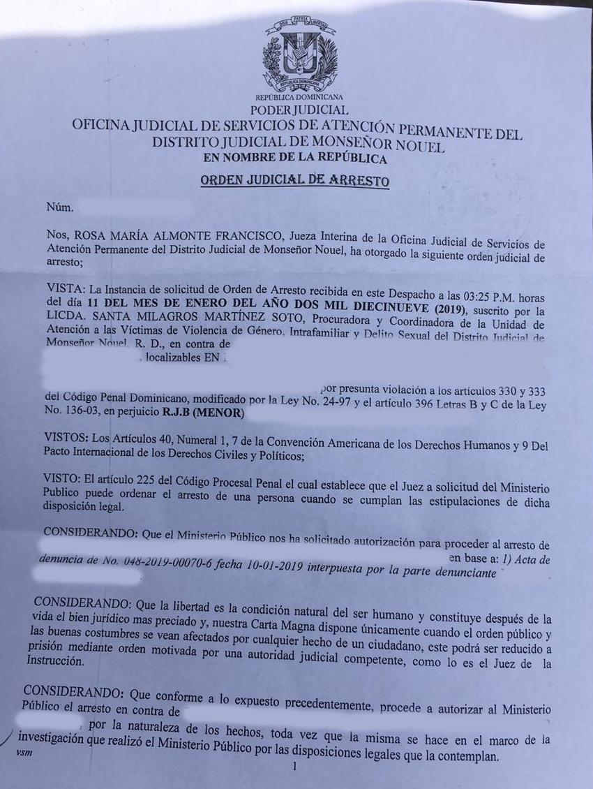 Orden de arresto.