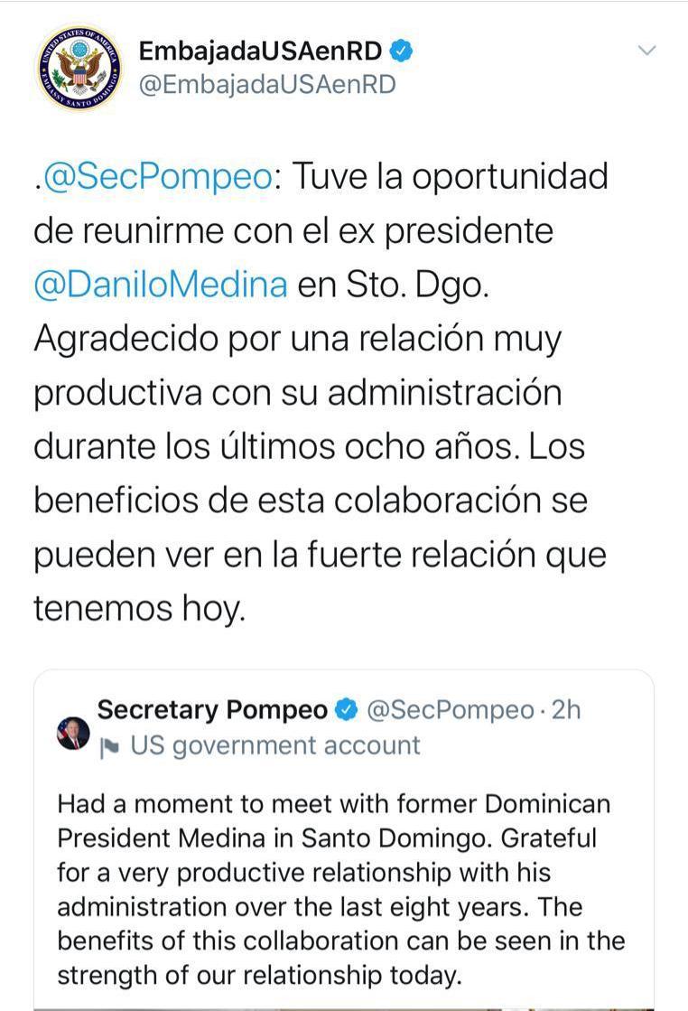 Tuit de Embajada de EEUU en RD