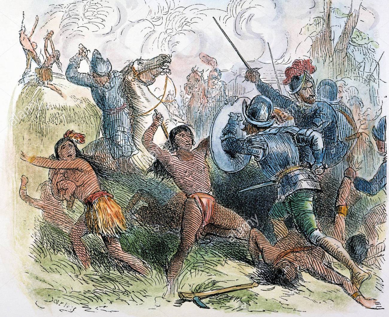 Alonso de Ojeda matando indígenas