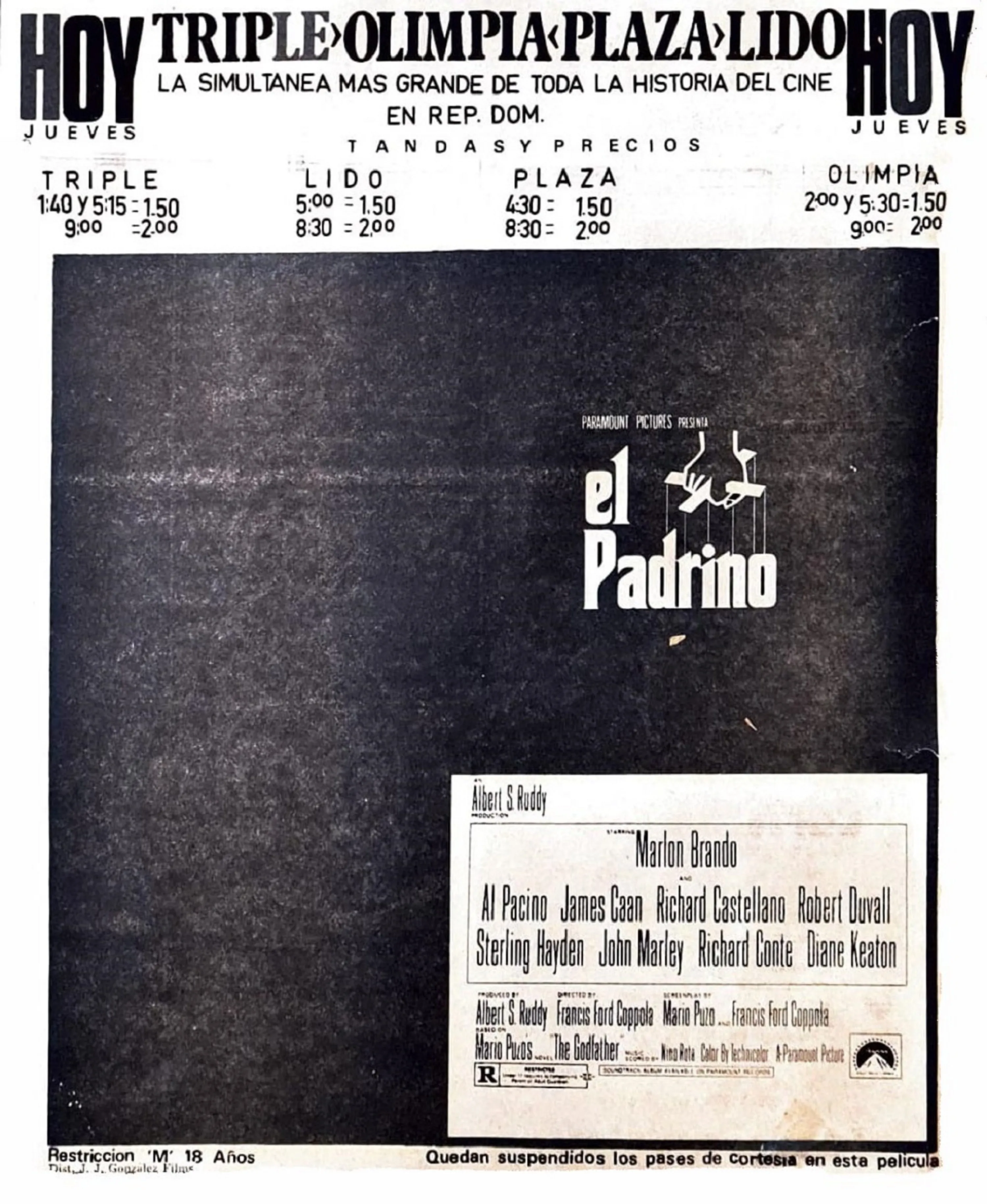 El 15 de marzo de 1972 se estrenó El Padrino