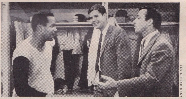 Marichal, el reportero Richard Saltonstall Jr. y Charles Parmiter